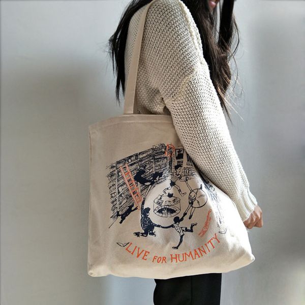 

female handbag women canvas tote bags letter printed cotton cloth shopping bag reusable eco travel bags for women 2020