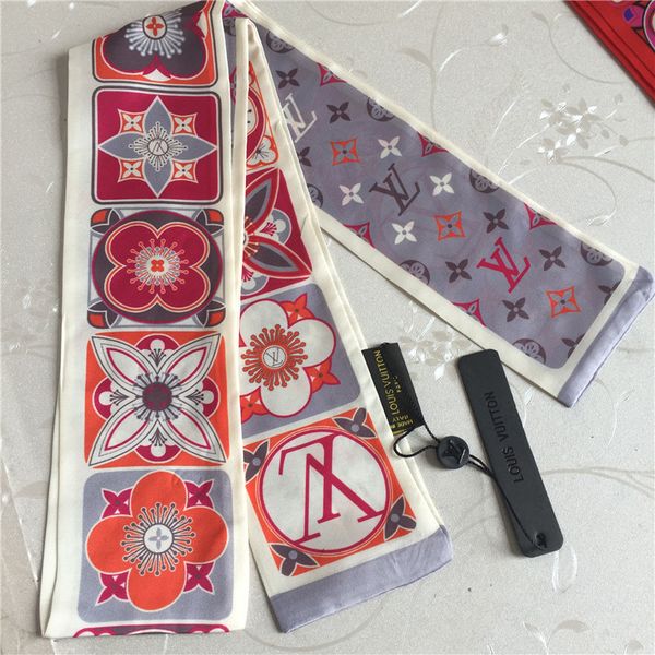 

fashionable silk hair band silk lady bow scarf fashion bag decorative ribbon printed scarf 120*8cm luxury dhsdheh, Blue;gray