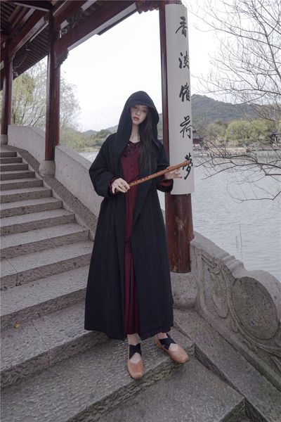 

small warm self-made dark yamamoto windwindbreaker coat women's loose long trench coat 4 colors, Tan;black