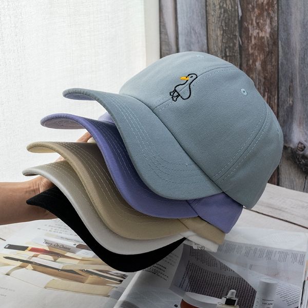 

korean female summer tide sunshade all-match fashion casual baseball cap sun hat hat cartoon duck pattern baseball cap male, Blue;gray