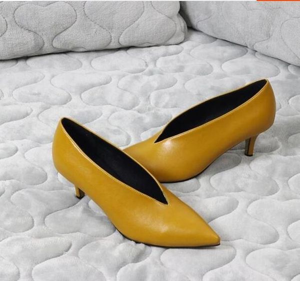 

xgravity 2020 pop star pointed toe girl thin heel woman deep v design lady fashion elegant european women shoes c264 cx200715, Black