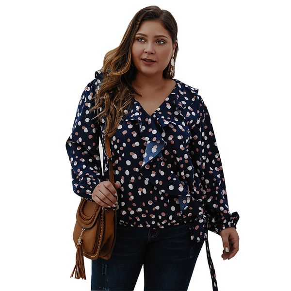 

2020 new women long sleeve printed plus size blouse for autumn