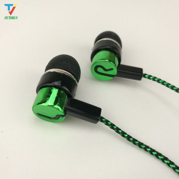 

300pcs/lot 3.5mm earphone universal 3.5mm in-ear earphones braided ear phones headset headphone for samsung iphone htc