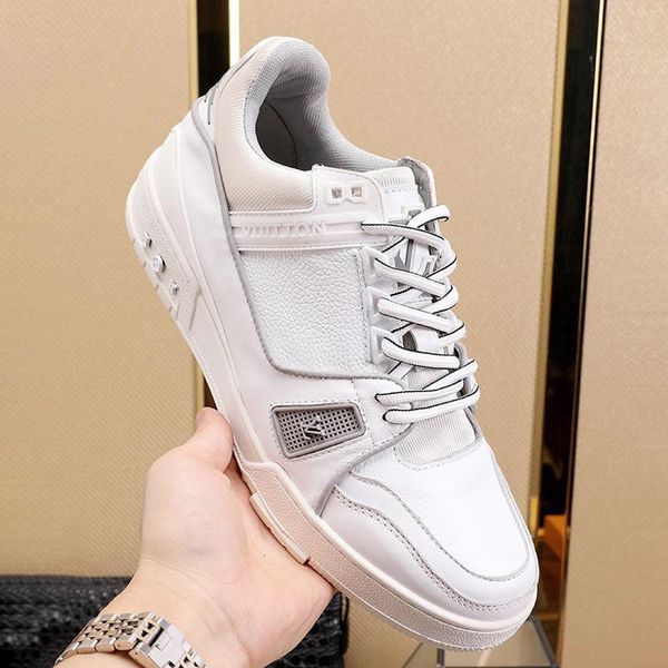 

men shoes leather casual luxury with box mens shoes fashion rubber soles scarpe da uomo footwears trainer sneaker casual shoes for men, Black