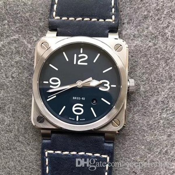 

42mm model blue steel 0392-blu-st miyota 9015 automatic mechanical men watch sapphire crystal waterproof watch br03-92 br03 03-92, Slivery;brown