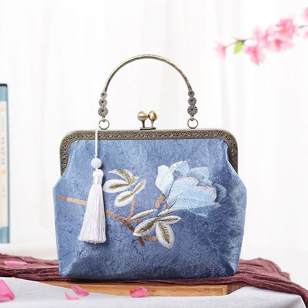

coin handmade diy diy embroidery material satin embroidery small cheongsam banquet portable messenger bag chain bag, White