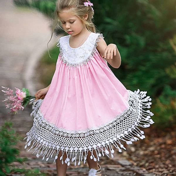 

girls summer dresses delicate fringed lace sweet lady vest dress, Red;yellow