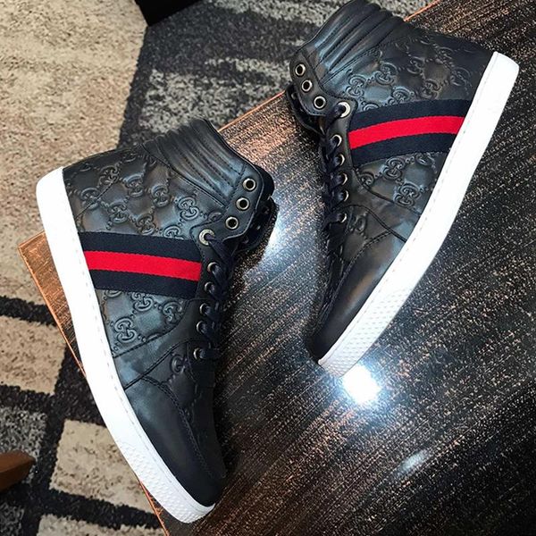 

men 's ace signature high sneaker mens shoes drop ship breathable shoes lace -up lightweight luxury men boots scarpe d, Black