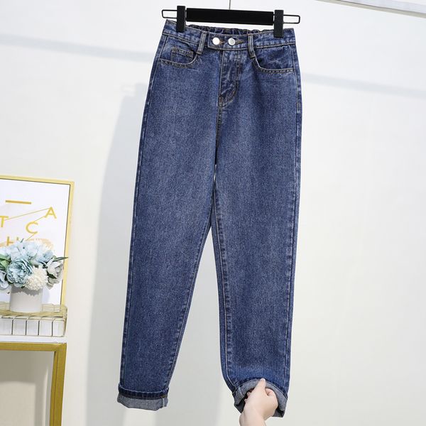 

boyfriend jeans for women high waist plus size elasticity loose full length softener mom blue denim harem pants