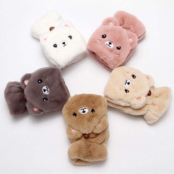 

flip female rabbit cute warm and student open finger thickened warm rabbit fur gloves winter plus velvet gloves