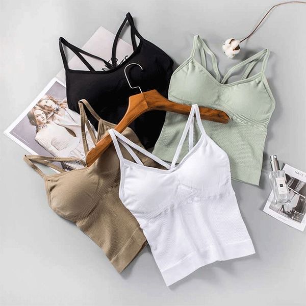 

large quantity excellent price high-end products beautiful vest vest back gathered seamless belt chest pad camisole original v8, White