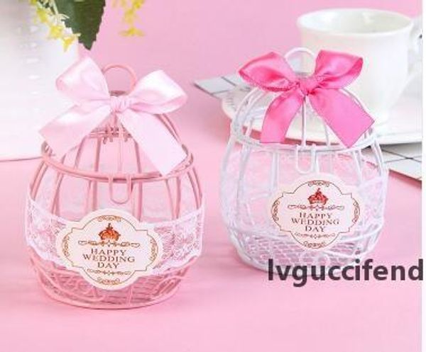 

iron bird cage wedding candy box with colorful bow ribbon birthday party favors packaging gift boxes wedding decoration 10 pcs per lot