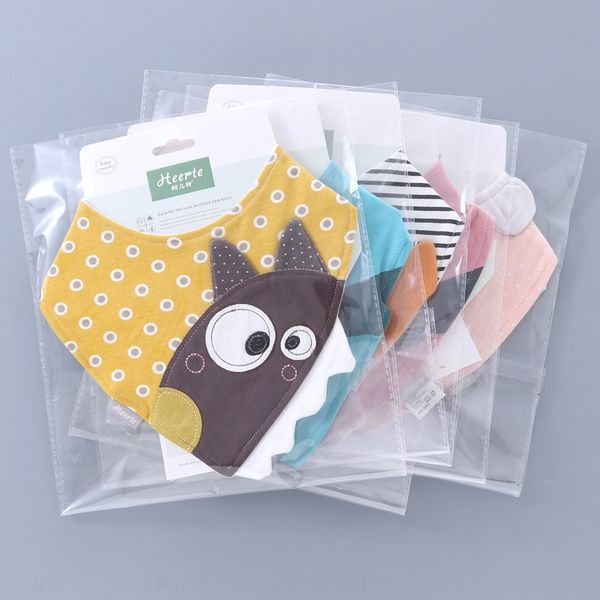 

he'er special season triangle saliva new baby cotton button saliva towel cartoon stereo triangle towel children's bib