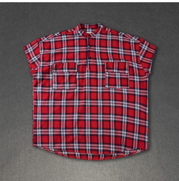 

mens designer t shirts fog sixth flannel henley short-sleeve fashion casual plaid shirt inside clothes, White;black