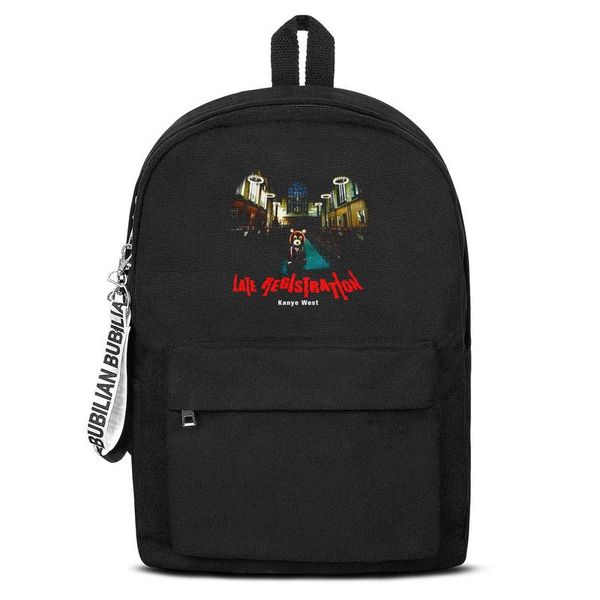 

classic kanye west late registration cover canvas bookbag basic backpack adjustable school student business daypack the college dropout