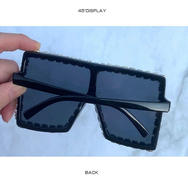 

crystal square sunglasses luxury crystal square small steam punk sunglasses women diamond sun glasses men mirror lens brand ddchs, Blue
