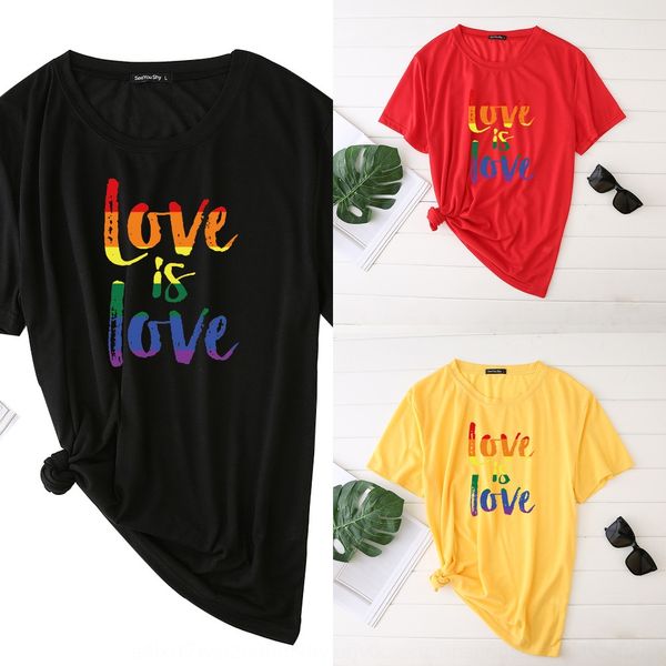 

summer women's 130g women's love is love printed short sleeve round pullover t-shirt pullover neck t-shirt 81, White