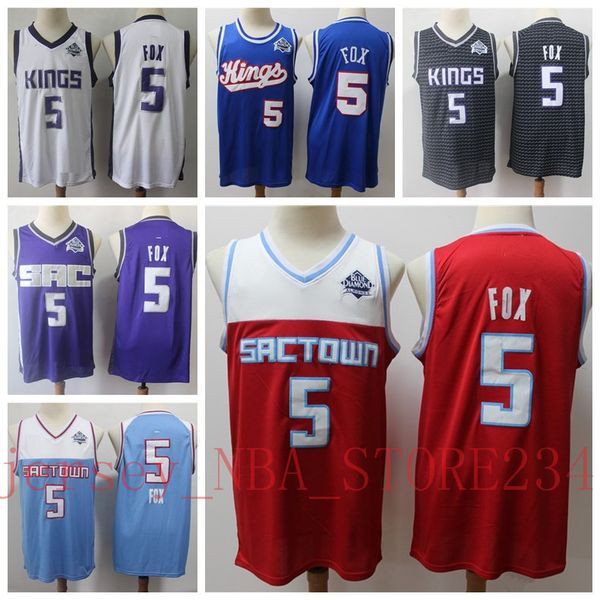 

2019 новых людей basketball трикотажных изделий сакраменто kings главная de aaron fox 5 blue city версия top quality прошитых рубашки s-xxl, Black;red