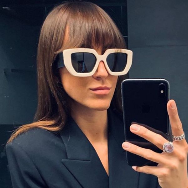 

sunglasses 2021 vintage fashion square women men designer big frame gradient sun glasses for female uv400, White;black