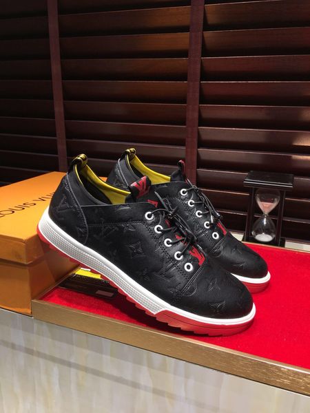 

2020p limited edition letter leather print men's daily lace up casual shoes, high-end fashionable wild outdoor sneakers, size: 38-45, Black
