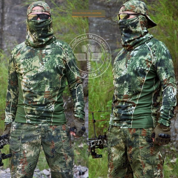 

orpkd warchief/chief python camouflage long-sleeved quick-drying clothesfans warchief/chief python clothing camouflage stretch slim long t q, Gray;blue