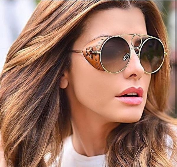 

fashion round steampunk sunglasses brand design women vintage steam punk sunglasses uv400 sun shades, White;black