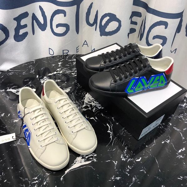 

2020d new trend bee pattern leather casual shoes men and women outdoor sports shoes fashion wild party couple shoes, size 35-45, Black