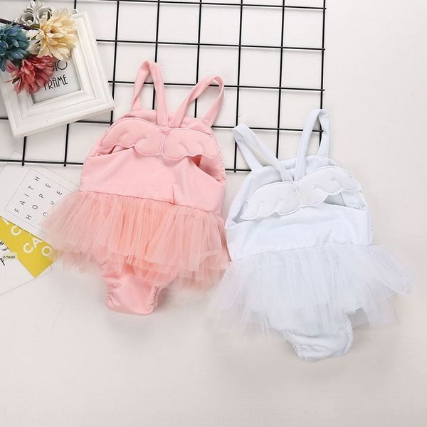 

children's clothing little angel wings baby girl baby one-piece pure color children's wear swimsuit cute 2-piece swimsuit, Black