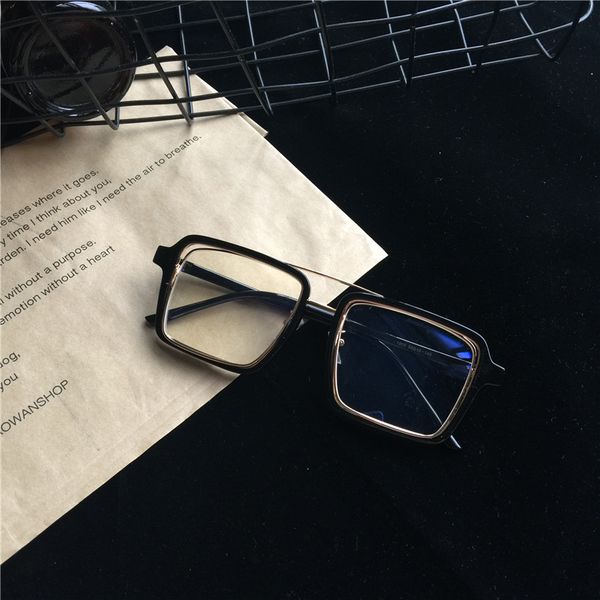 

blue light blocking glasses for women men anti blue light glasses big square frame retro double beam computer eyeglasses d5, White;black