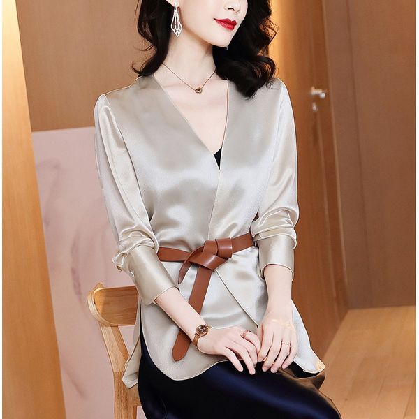 

ewq] 2020 autumn smooth champagne trend ladies thin autumn coat women section version large size long-sleeved ladies blazer, White;black