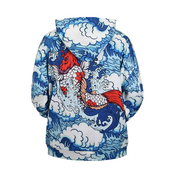 

hip harajuku hop japanese wave sleeve long hooded men carp kangaroo hoodies pullover pocket tracksuits print couple oversize jedaf, Black