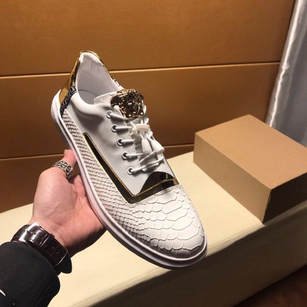 

2020i luxury limited edition men's leather printed low-lace up casual shoes, large size fashion outdoor sports shoes1, Black