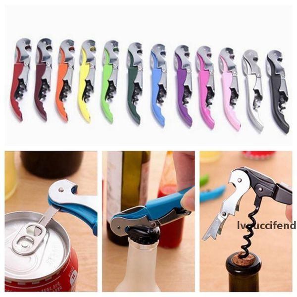 

multi-function wine corkscrew stainless steel waiter wine bottle opener double hinged corkscrew creative kitchen tools colorful yw235