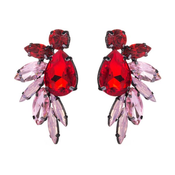 

new fashion fan alloy diamond glass diamond full diamond earrings fashionable women's super flash earrings, Golden