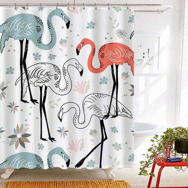 

bathroom sets shower curtain set fresh flamingo cartoon illustration bathroom shower curtain waterproof cover bathroom partition curtain pun
