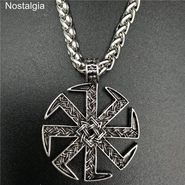 

slavic pendant kolovrat symbol amulet and talisman vintage jewelry male necklace women jewelery sale, Silver