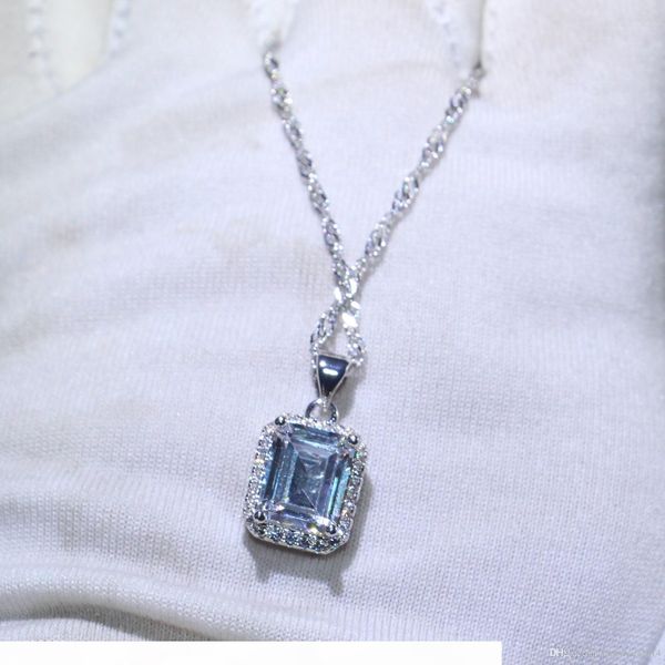 

i victoria princess cut white z cz diamond vintage jewelry 925 sterling silver cz diamond lucky women wedding necklace with chain g