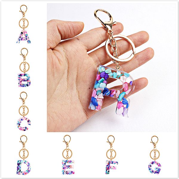 

new fashion creative 26 initials letter pendant temperament key chain a to z keyrings car key ring gift women key chain, Silver