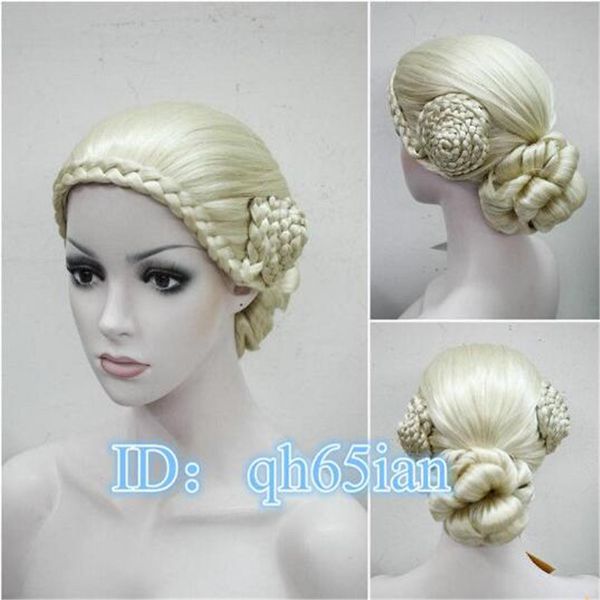 

new ladies fashion elegant blonde braid cosplay party full wigs, Black