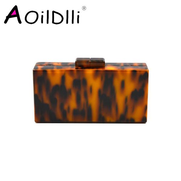 

designer bagleopard pattern acrylic clutch bag retro tortoiseshell box evening bags party women shoulder crossbody chain purse handbags