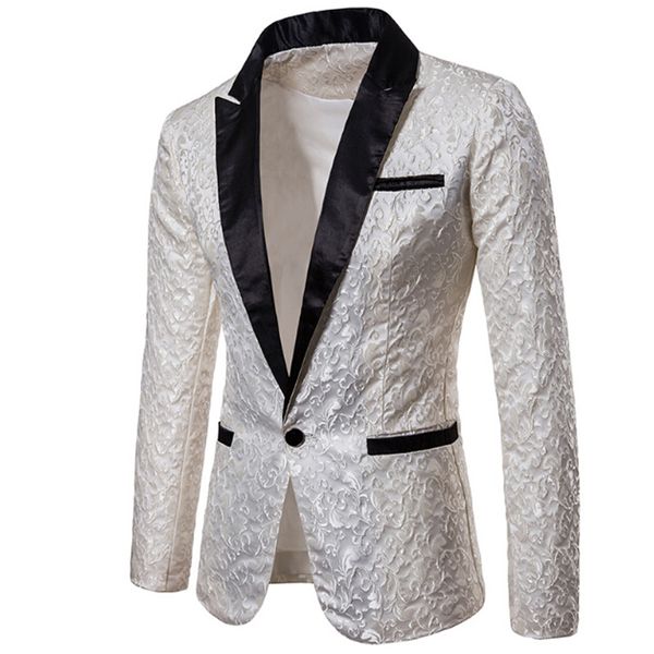 

luxury men suit tuxedo blazer slim fit suit unique mens male blazers dress jackets wedding party shows costume, White;black