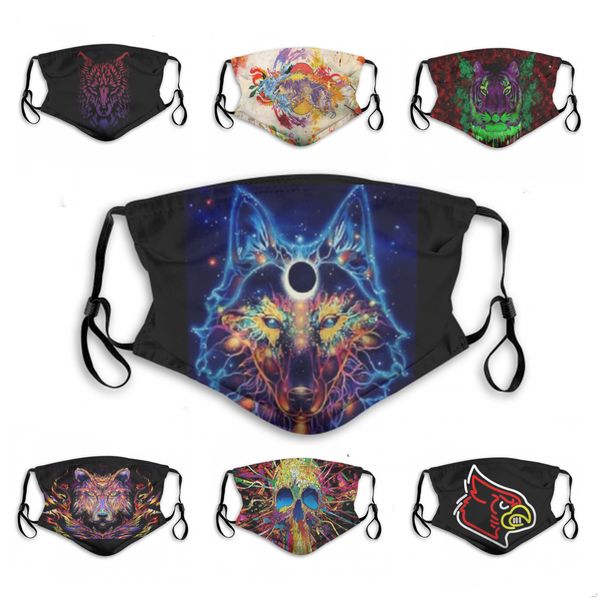 

2020 new dust mask men fashion boy lion king wolf fire bird tiger skull cartoon 3d printed animal face mask pm2.5 dhl ing