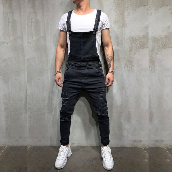 

men's jeans 2021 spring strap fashion casual personality slim fit ripped male brand clothes blue black light