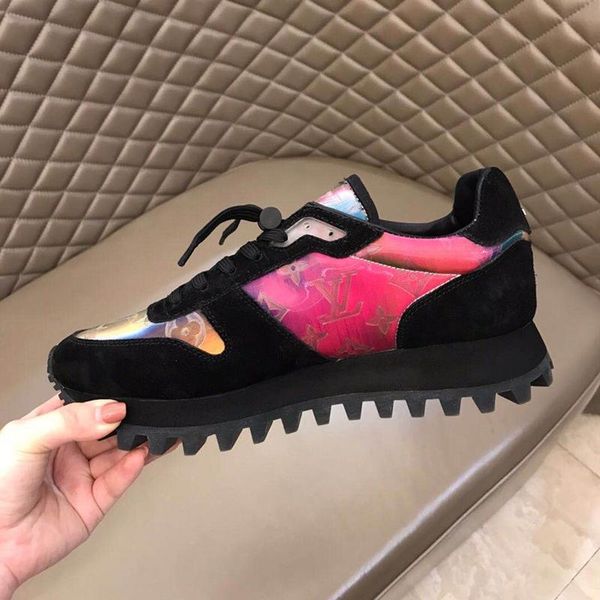 

2021-2020x new luxury design leather printed rubber sole sneakers fashion wild mens casual shoes men 's banquet shoes siz, Black