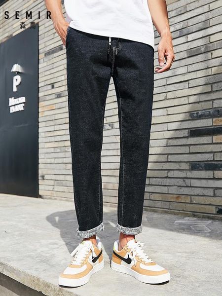 

semir jeans men straight denim trousers autumn new men jogging pants hong kong style man pants, Blue