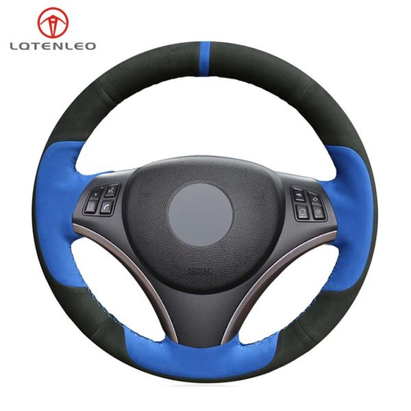 

lqtenleo black blue suede diy car steering wheel cover for m sport 3 series e91 320i 325i 330i 335i m3 e90 e92 e93
