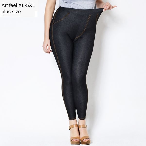 

scfva эдикт больших леггинсы размера высокие эластичные узкие брюки джинсовой узкие брюки пиллинг хлопок имитация денима крага жира мм больш, Black;white