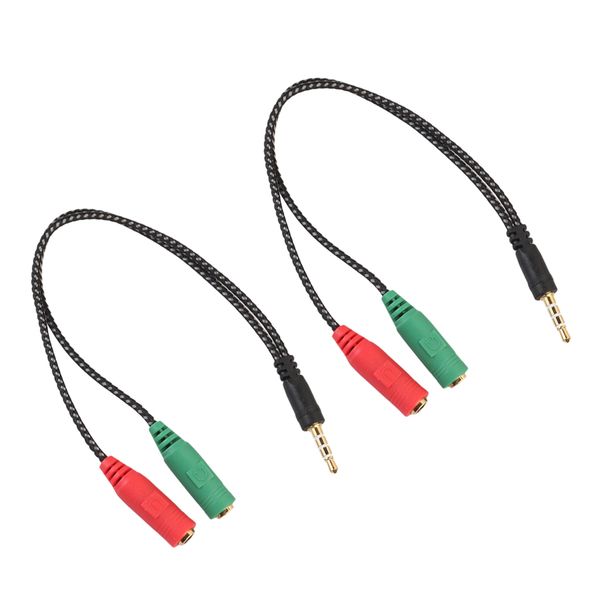 

2 pieces pc headset to phone adapter 2x 3.5mm female to 3.5mm male splitter