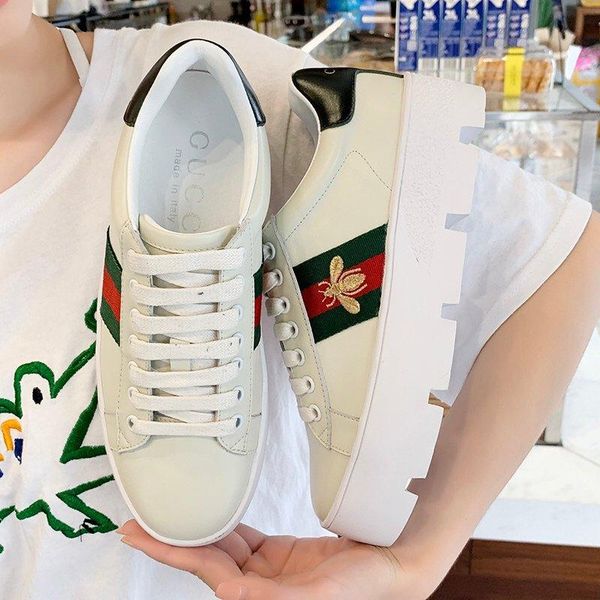 

2020s new trend printing leather casual shoes women's outdoor sports shoes fashion wild platform shoes size 35-40, Black