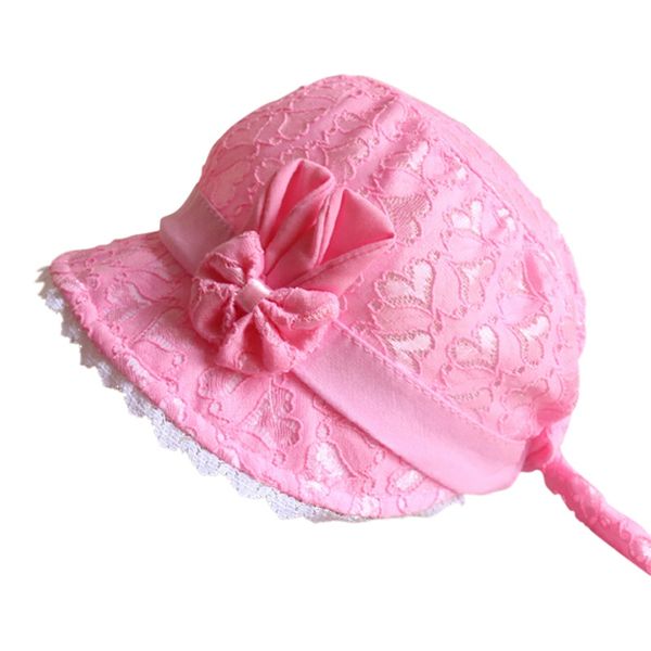 

baby girl princess cap summer baby sun hat bow solid color lace hollow toddler kids beach bucket hats, Yellow